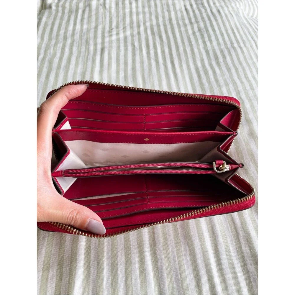 Kate Spade Cameron Large Zip Around Wallet Rosso Red Colorblock Accordion